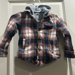 Appaman Kids Plaid flannel button down Hooded Jacket sweatshirt lined pockets 4T
